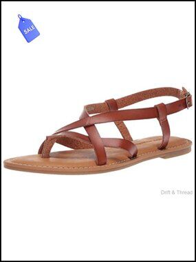 Women's Faux Leather Strappy Slide Sandal Adjustable Ankle Strap Flat